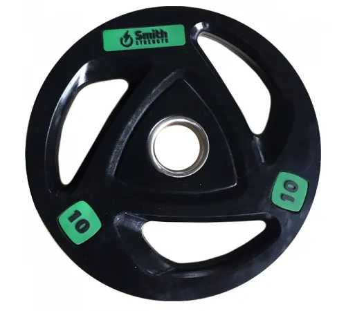 Диск для штанги Smith WP085-10 c 3-м хватом, обрезиненный, 10кг